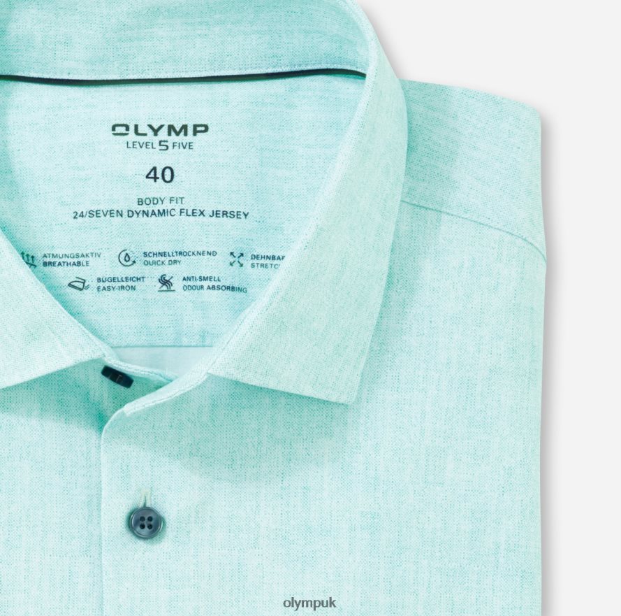 Clothing OLYMP Level Five 24/Seven Body Fit, Business Shirt, Modern Kent, Emerald NZ22L653