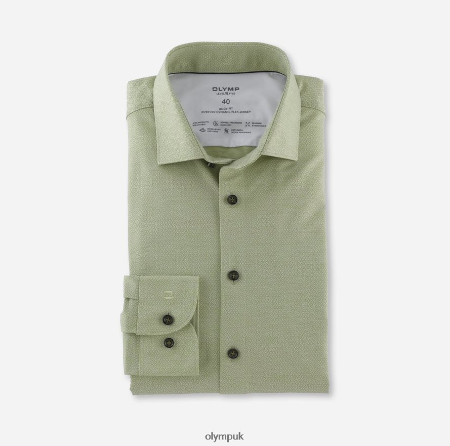 Clothing OLYMP Level Five 24/Seven Body Fit, Business Shirt, Modern Kent, Lime Green NZ22L618