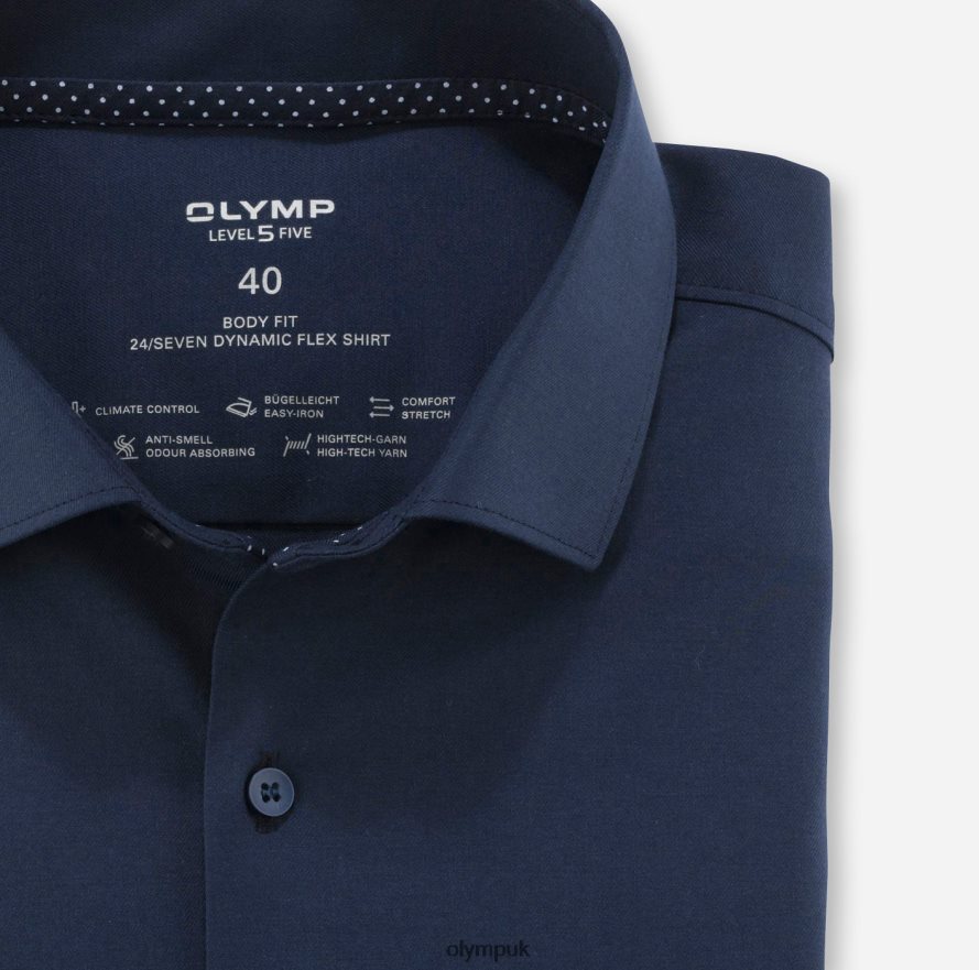 Clothing OLYMP Level Five 24/Seven Body Fit, Business Shirt, Modern Kent, Marine NZ22L489