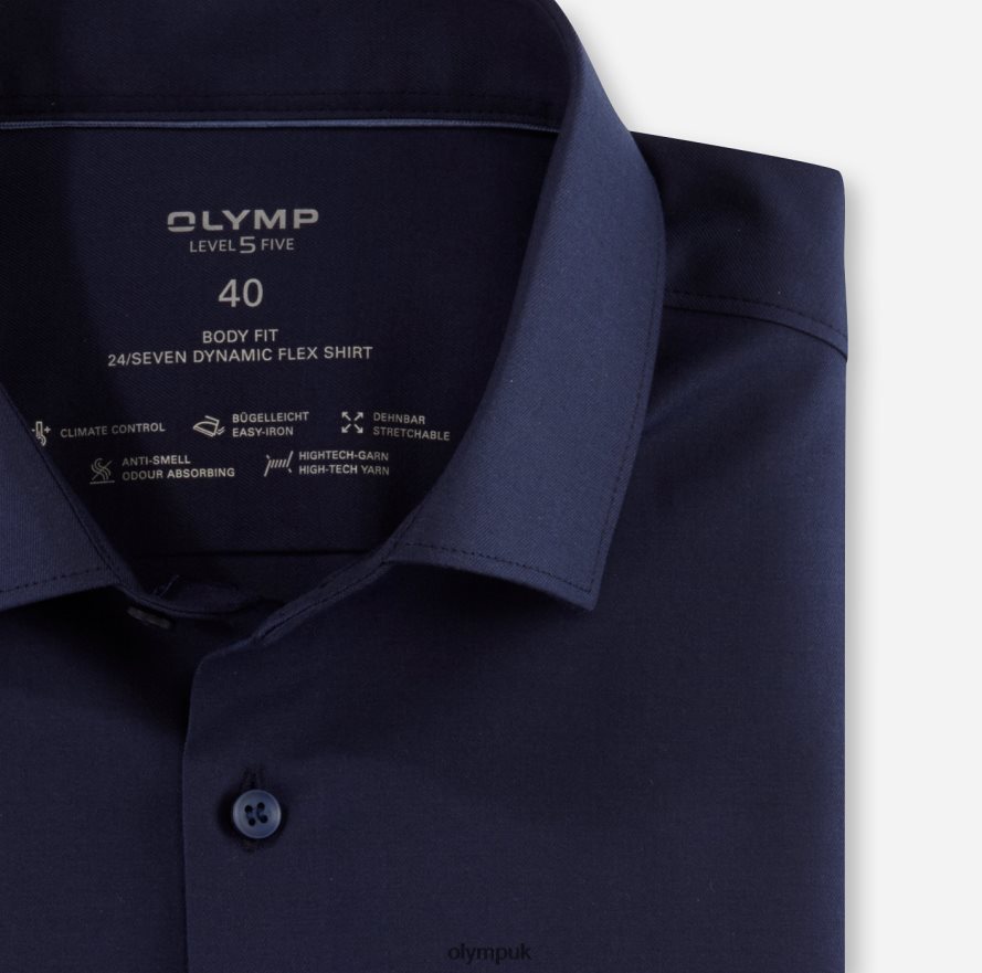 Clothing OLYMP Level Five 24/Seven Body Fit, Business Shirt, Modern Kent, Marine NZ22L503