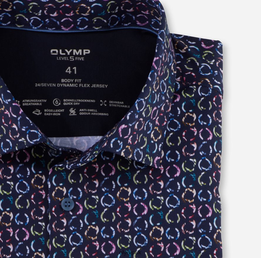 Clothing OLYMP Level Five 24/Seven Body Fit, Business Shirt, Modern Kent, Marine NZ22L708