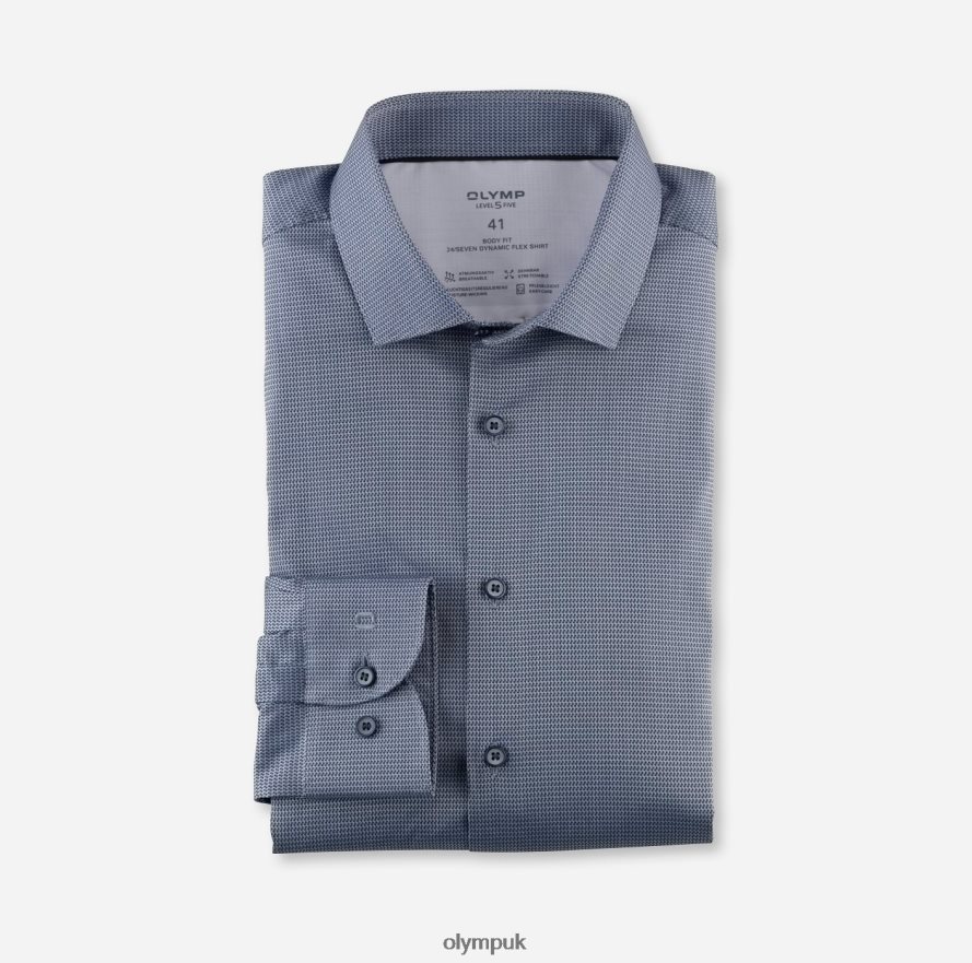 Clothing OLYMP Level Five 24/Seven Body Fit, Business Shirt, Modern Kent, Marine NZ22L802