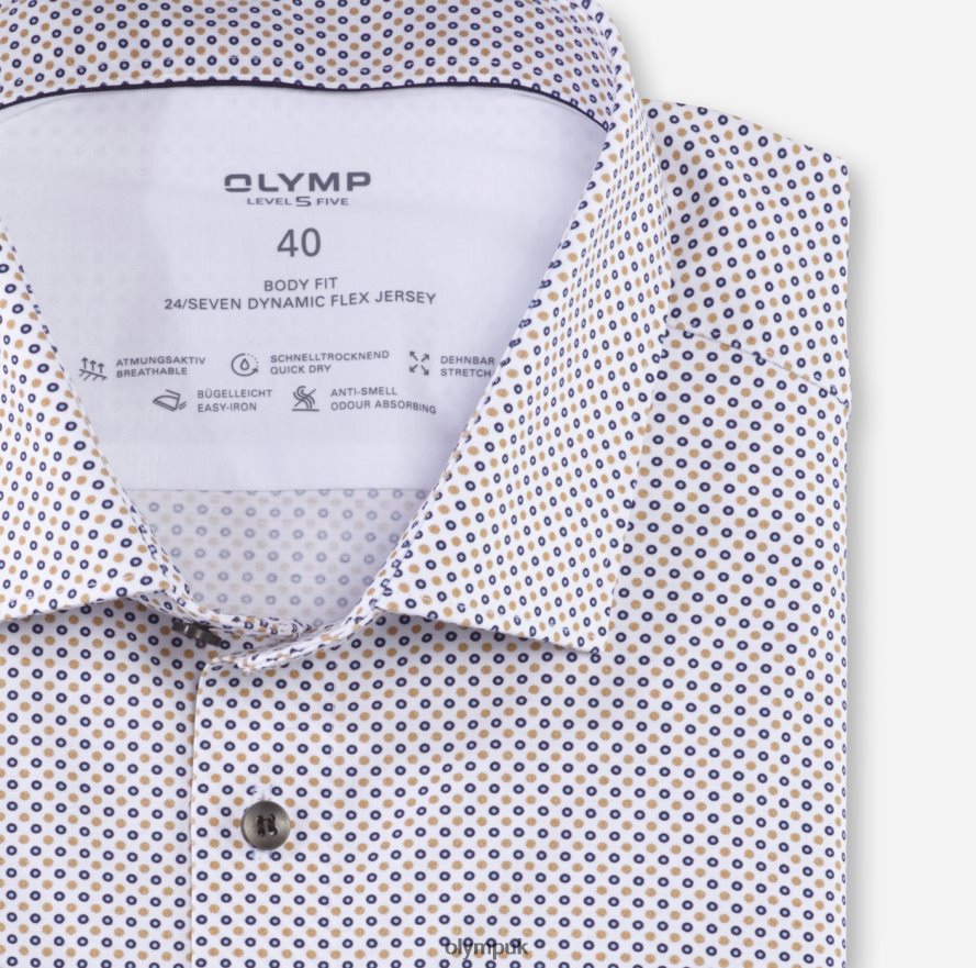 Clothing OLYMP Level Five 24/Seven Body Fit, Business Shirt, Modern Kent, Natural NZ22L629