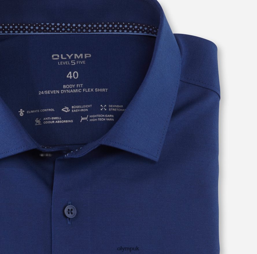 Clothing OLYMP Level Five 24/Seven Body Fit, Business Shirt, Modern Kent, Nuremberg Blue NZ22L596