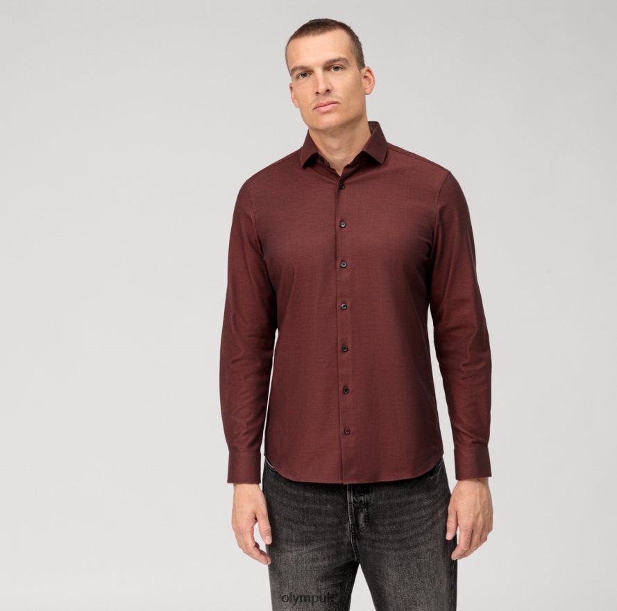 Clothing OLYMP Level Five 24/Seven Body Fit, Business Shirt, Modern Kent, Reddish Brown NZ22L421