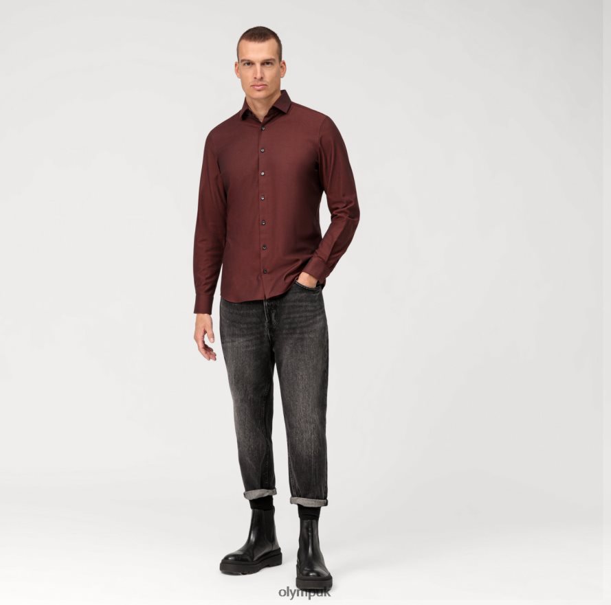 Clothing OLYMP Level Five 24/Seven Body Fit, Business Shirt, Modern Kent, Reddish Brown NZ22L421
