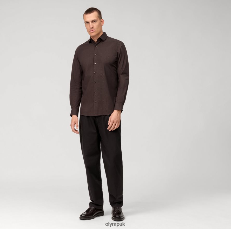 Clothing OLYMP Level Five 24/Seven Body Fit, Business Shirt, Modern Kent, Reddish Brown NZ22L540