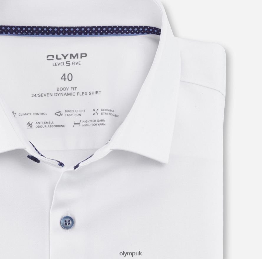 Clothing OLYMP Level Five 24/Seven Body Fit, Business Shirt, Modern Kent, White NZ22L567