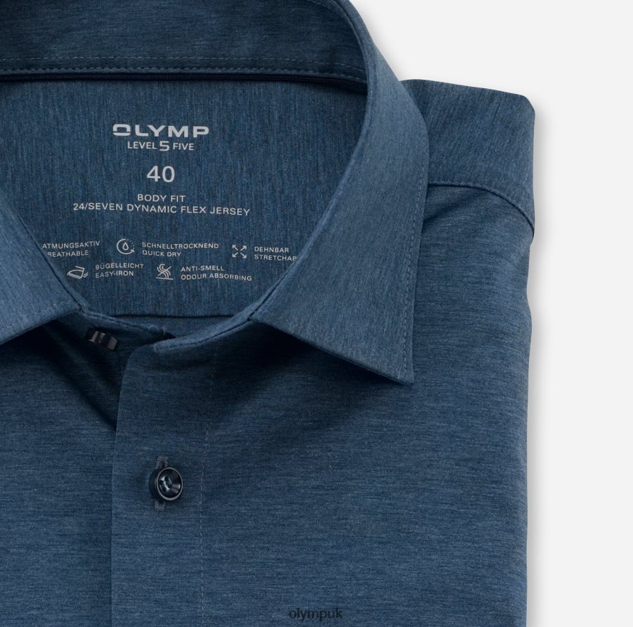 Clothing OLYMP Level Five 24/Seven Body Fit, Business Shirt, New York Kent, Smoke Blue NZ22L394