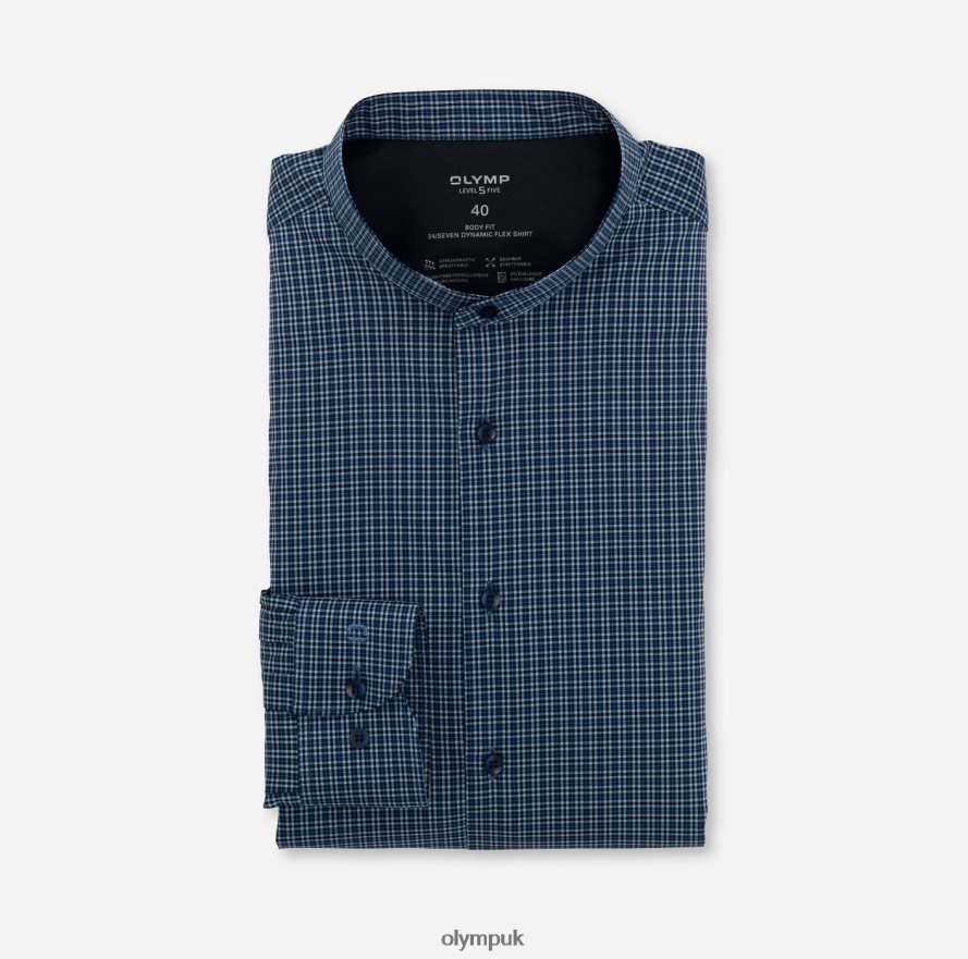 Clothing OLYMP Level Five 24/Seven Body Fit, Business Shirt, Stand-Up Collar, Marine NZ22L828