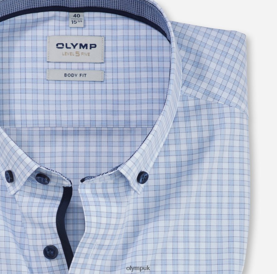 Clothing OLYMP Level Five Body Fit, Business Shirt, Button-Down, Bleu NZ22L760