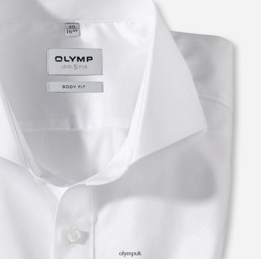 Clothing OLYMP Level Five Body Fit, Business Shirt, Long Sleeve Extra Long, Cutaway, White NZ22L910