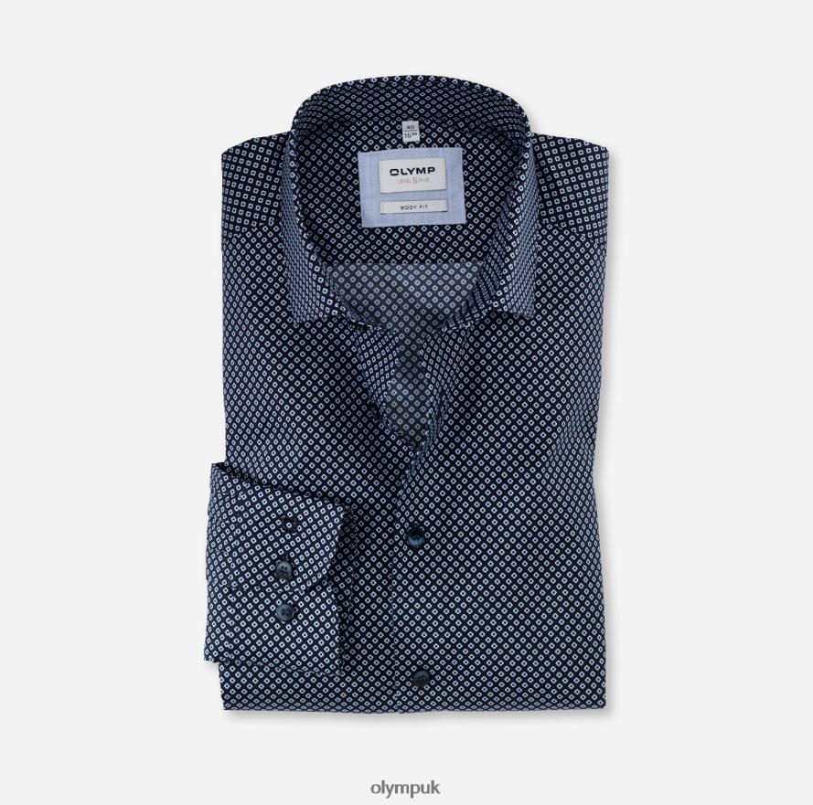 Clothing OLYMP Level Five Body Fit, Business Shirt, Long Sleeve Extra Long, Modern Kent, Bleu NZ22L906