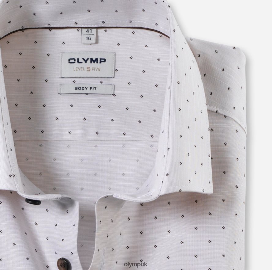 Clothing OLYMP Level Five Body Fit, Business Shirt, Long Sleeve Extra Long, Modern Kent, Natural NZ22L900