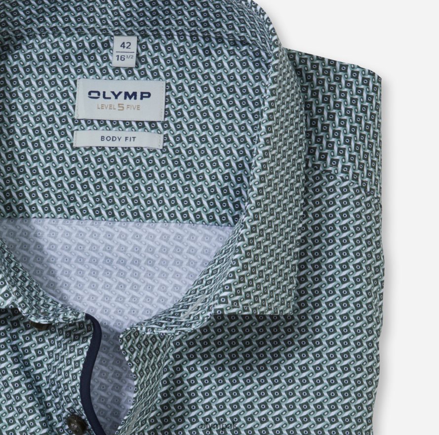 Clothing OLYMP Level Five Body Fit, Business Shirt, Long Sleeve Extra Long, Modern Kent, Olive NZ22L879