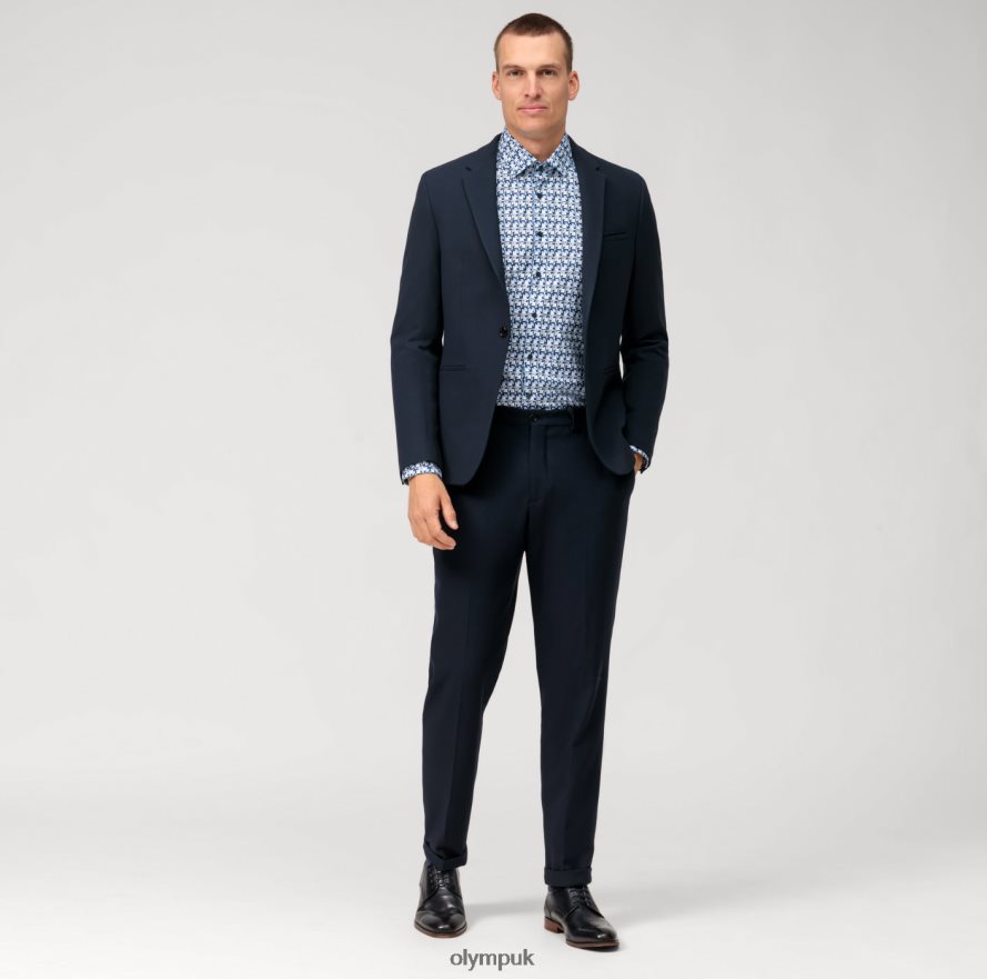 Clothing OLYMP Level Five Body Fit, Business Shirt, Long Sleeve Extra Long, New York Kent, Bleu NZ22L870