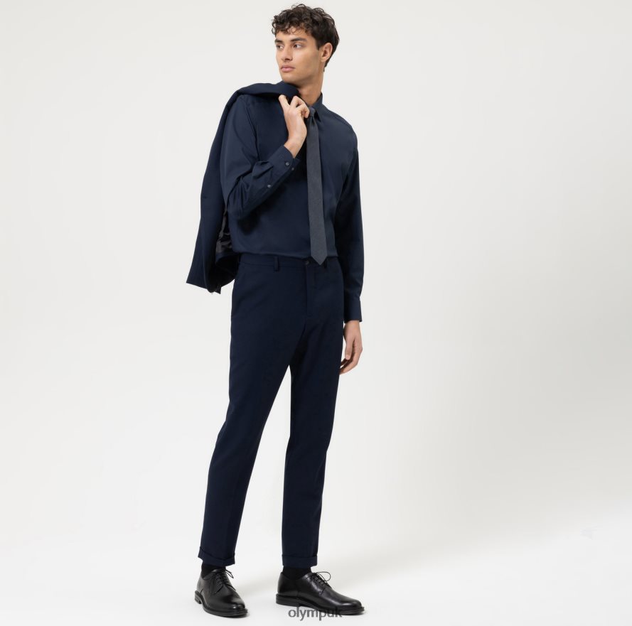 Clothing OLYMP Level Five Body Fit, Business Shirt, Long Sleeve Extra Long, New York Kent, Marine NZ22L913