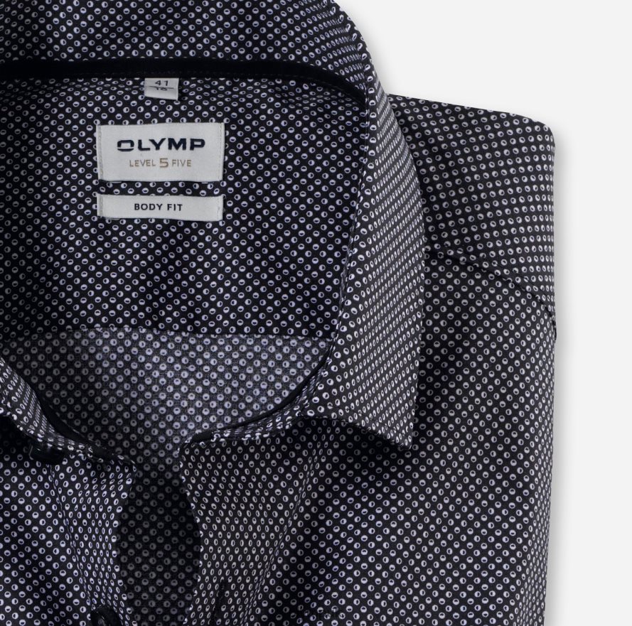 Clothing OLYMP Level Five Body Fit, Business Shirt, Modern Kent, Black NZ22L356