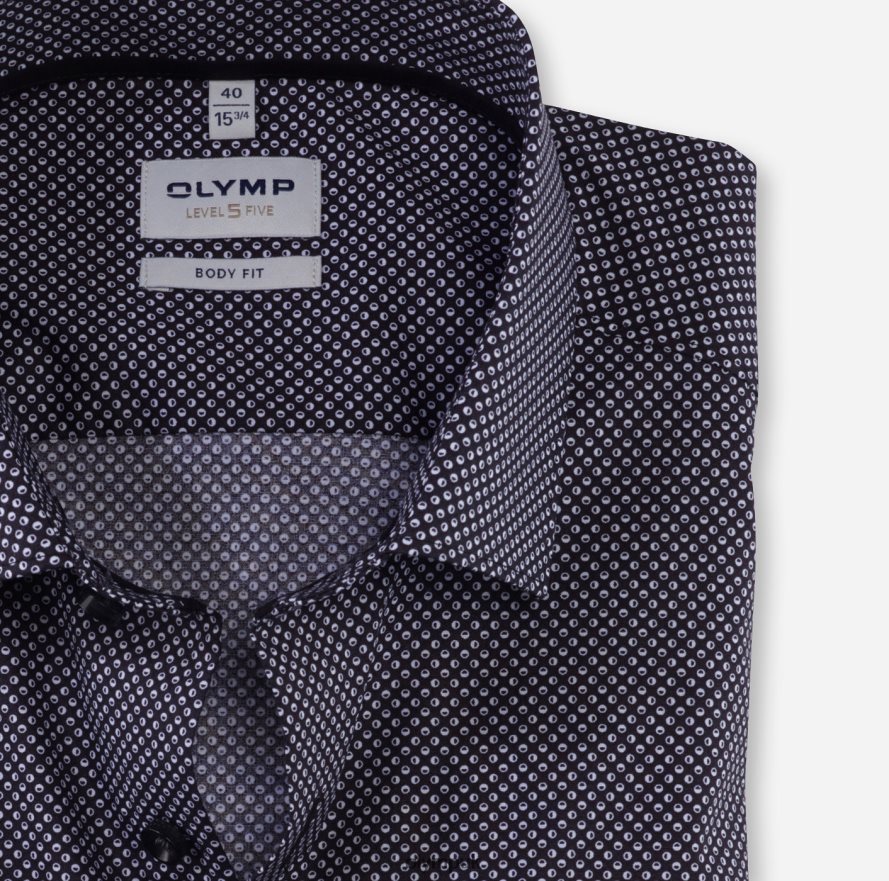 Clothing OLYMP Level Five Body Fit, Business Shirt, Modern Kent, Black NZ22L622