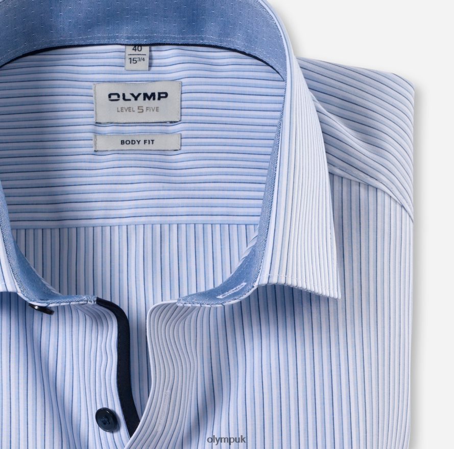 Clothing OLYMP Level Five Body Fit, Business Shirt, Modern Kent, Bleu NZ22L554
