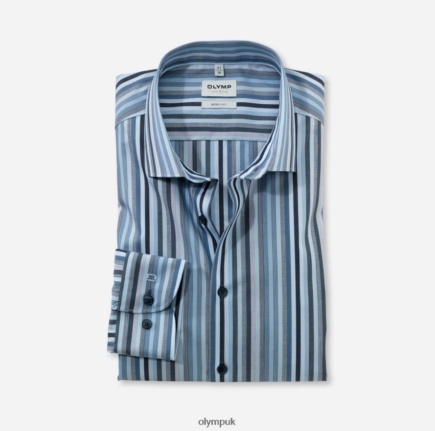 Clothing OLYMP Level Five Body Fit, Business Shirt, Modern Kent, Bleu NZ22L644