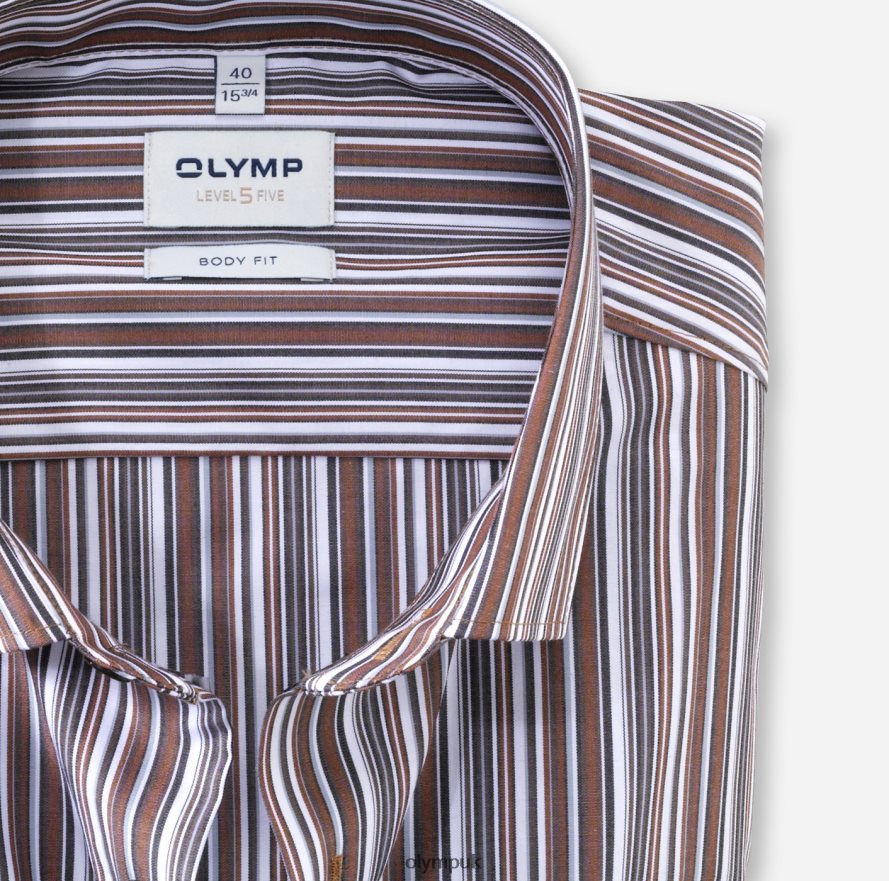 Clothing OLYMP Level Five Body Fit, Business Shirt, Modern Kent, Brown NZ22L726