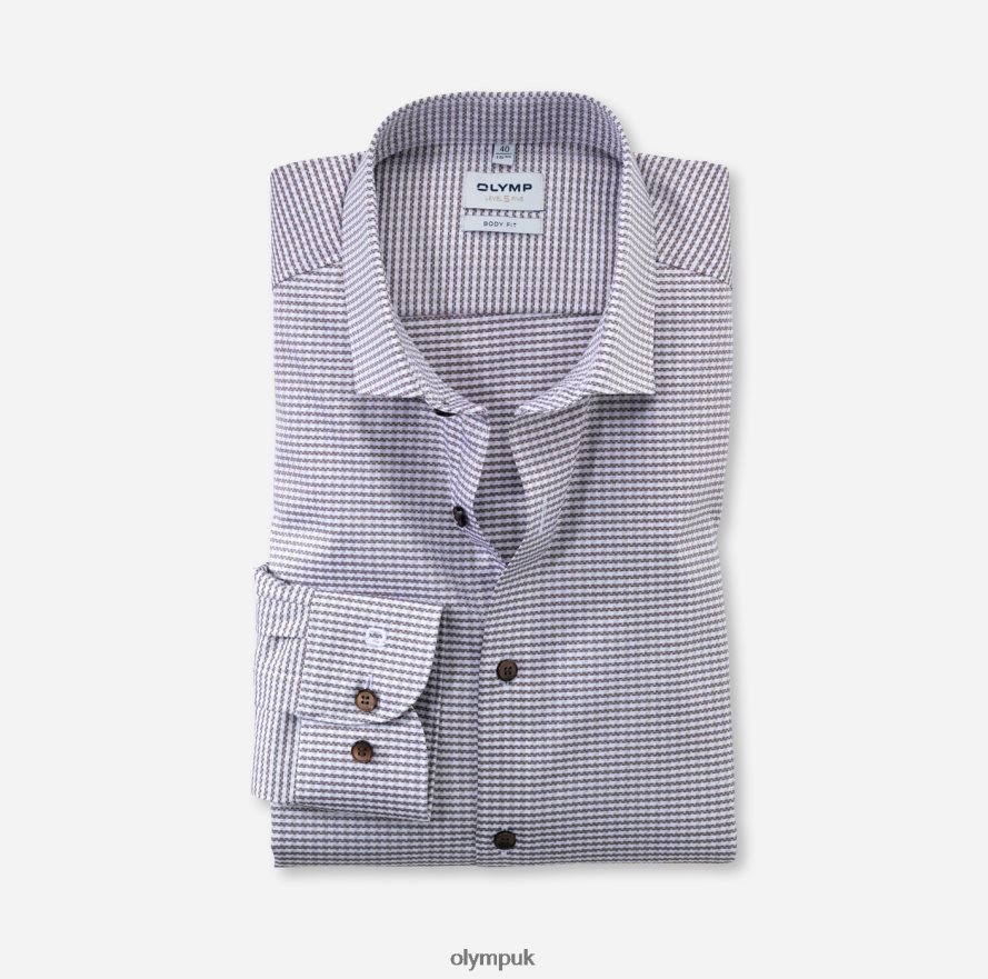 Clothing OLYMP Level Five Body Fit, Business Shirt, Modern Kent, Brown NZ22L814