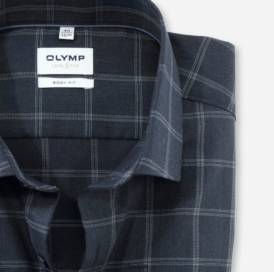 Clothing OLYMP Level Five Body Fit, Business Shirt, Modern Kent, Marine NZ22L620