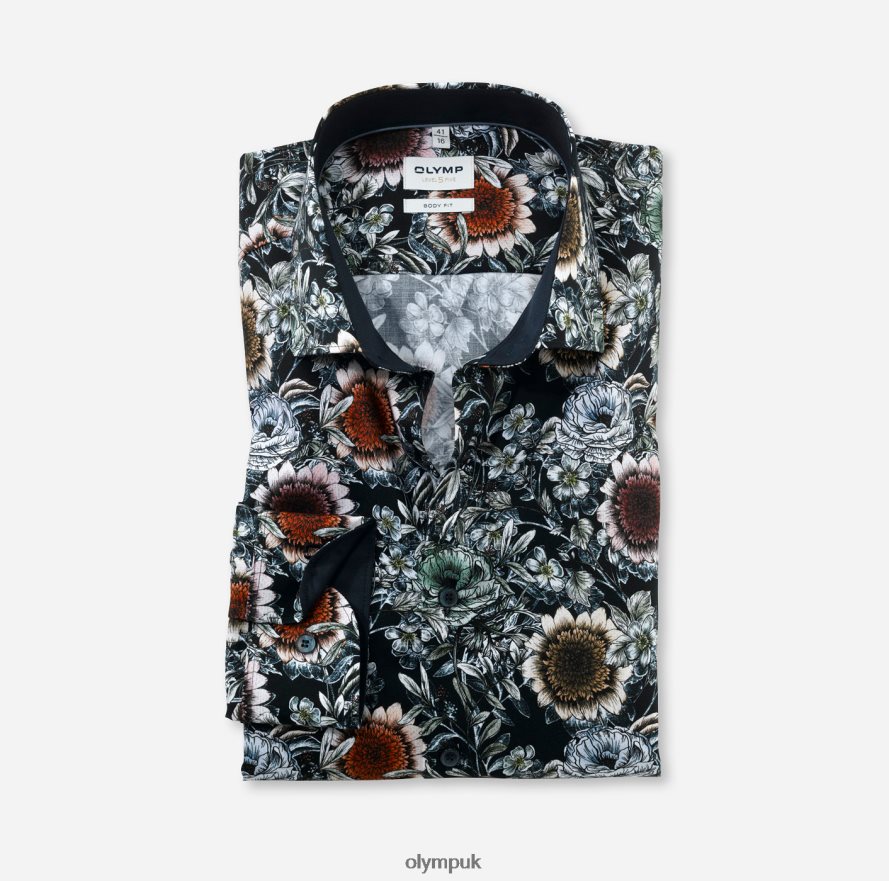 Clothing OLYMP Level Five Body Fit, Business Shirt, Modern Kent, Marine NZ22L646