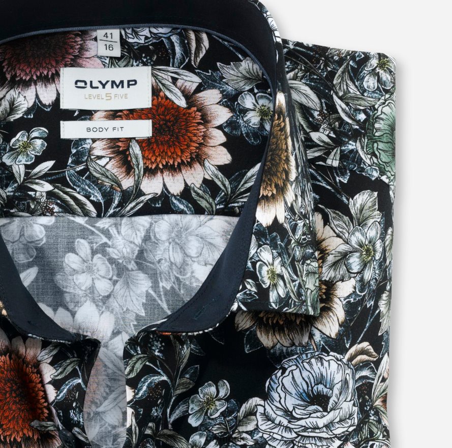 Clothing OLYMP Level Five Body Fit, Business Shirt, Modern Kent, Marine NZ22L646