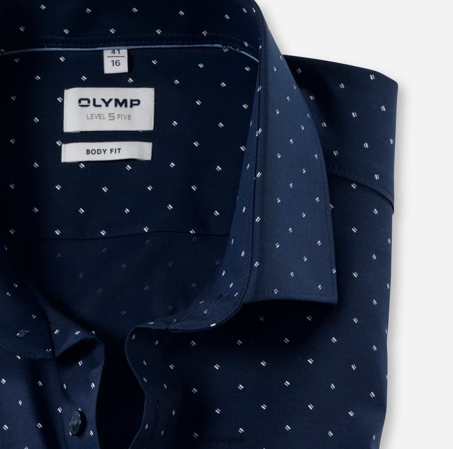 Clothing OLYMP Level Five Body Fit, Business Shirt, Modern Kent, Marine NZ22L692