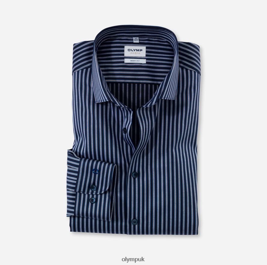 Clothing OLYMP Level Five Body Fit, Business Shirt, Modern Kent, Marine NZ22L823