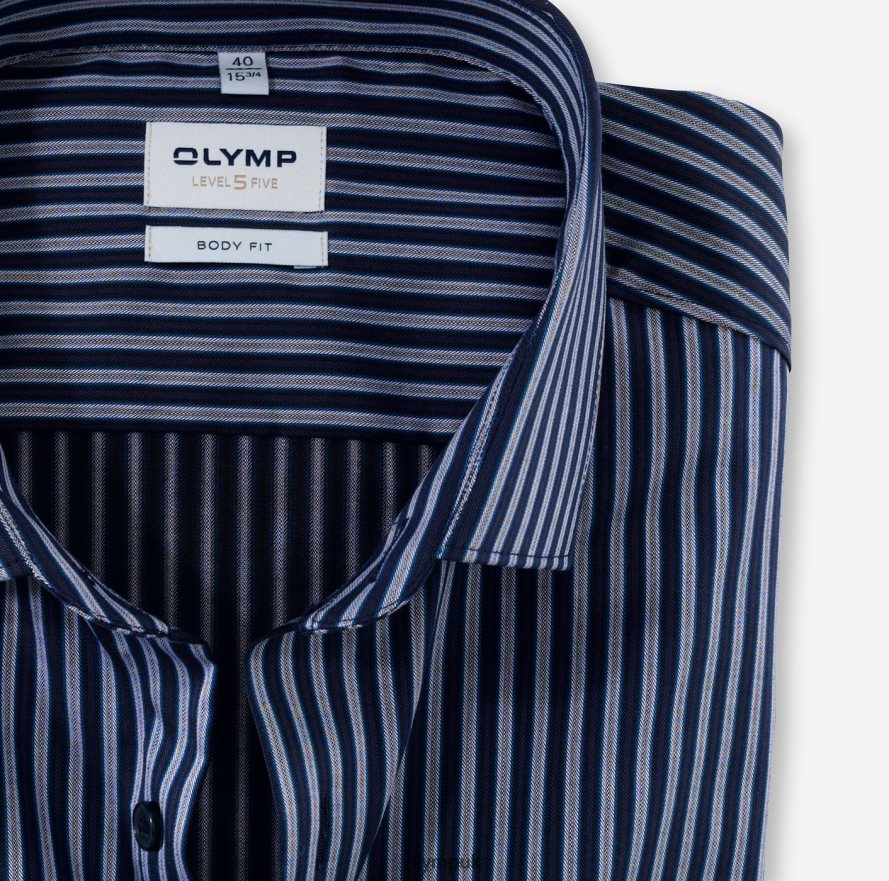 Clothing OLYMP Level Five Body Fit, Business Shirt, Modern Kent, Marine NZ22L823