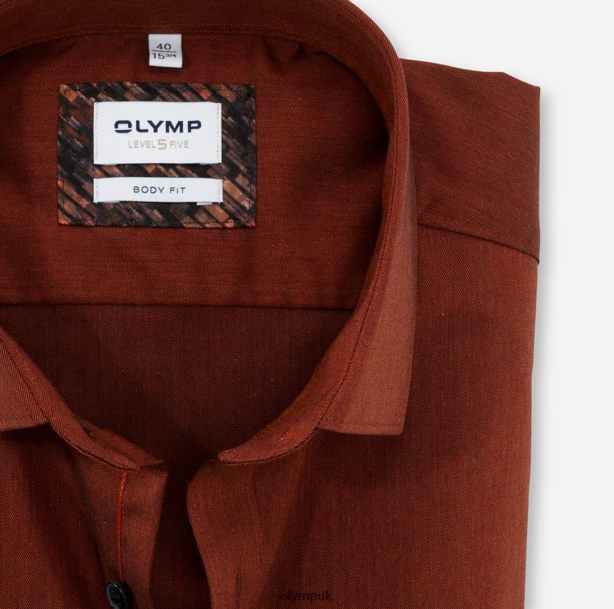 Clothing OLYMP Level Five Body Fit, Business Shirt, Modern Kent, Red Orange NZ22L801