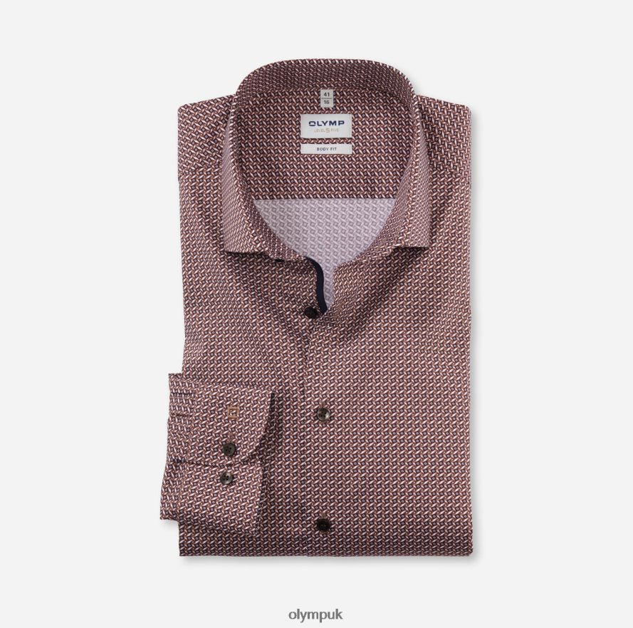 Clothing OLYMP Level Five Body Fit, Business Shirt, Modern Kent, Reddish Brown NZ22L482