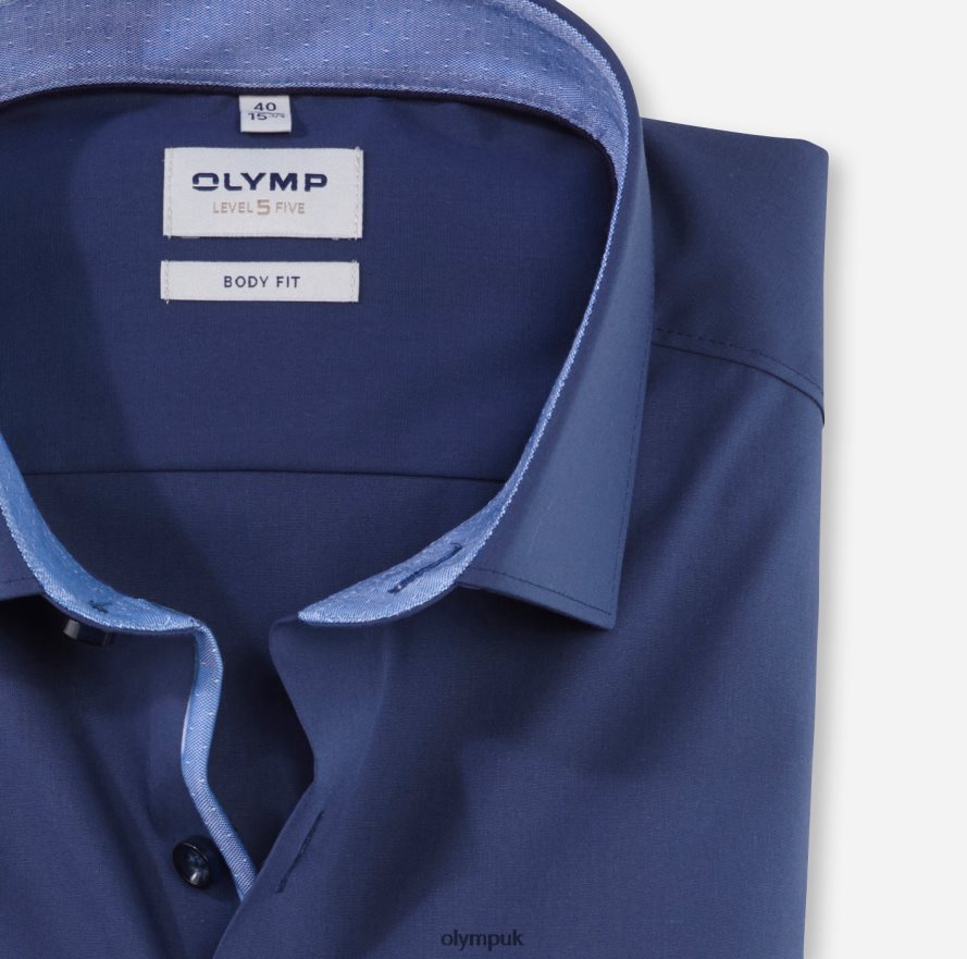 Clothing OLYMP Level Five Body Fit, Business Shirt, Modern Kent, Smoke Blue NZ22L538