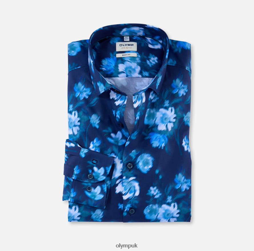Clothing OLYMP Level Five Body Fit, Business Shirt, Modern Kent, Smoke Blue NZ22L767