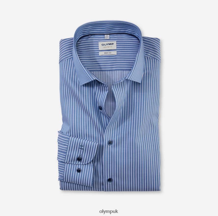Clothing OLYMP Level Five Body Fit, Business Shirt, Modern Kent, Smoke Blue NZ22L770