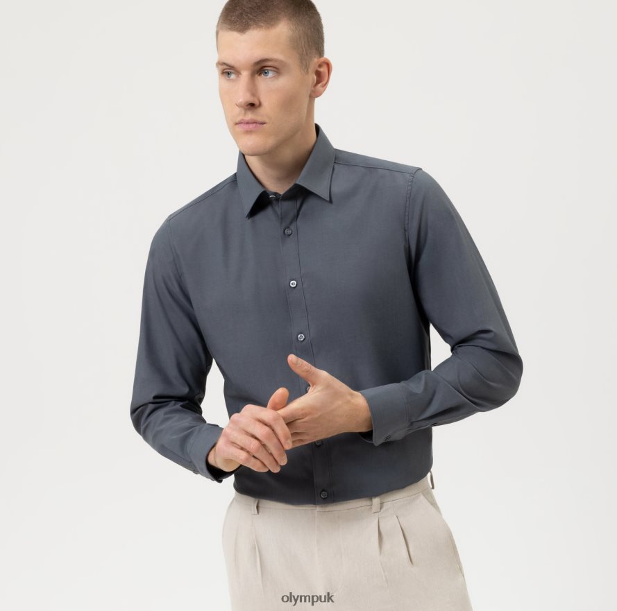 Clothing OLYMP Level Five Body Fit, Business Shirt, New York Kent, Anthracite NZ22L847
