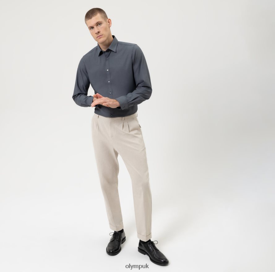 Clothing OLYMP Level Five Body Fit, Business Shirt, New York Kent, Anthracite NZ22L847