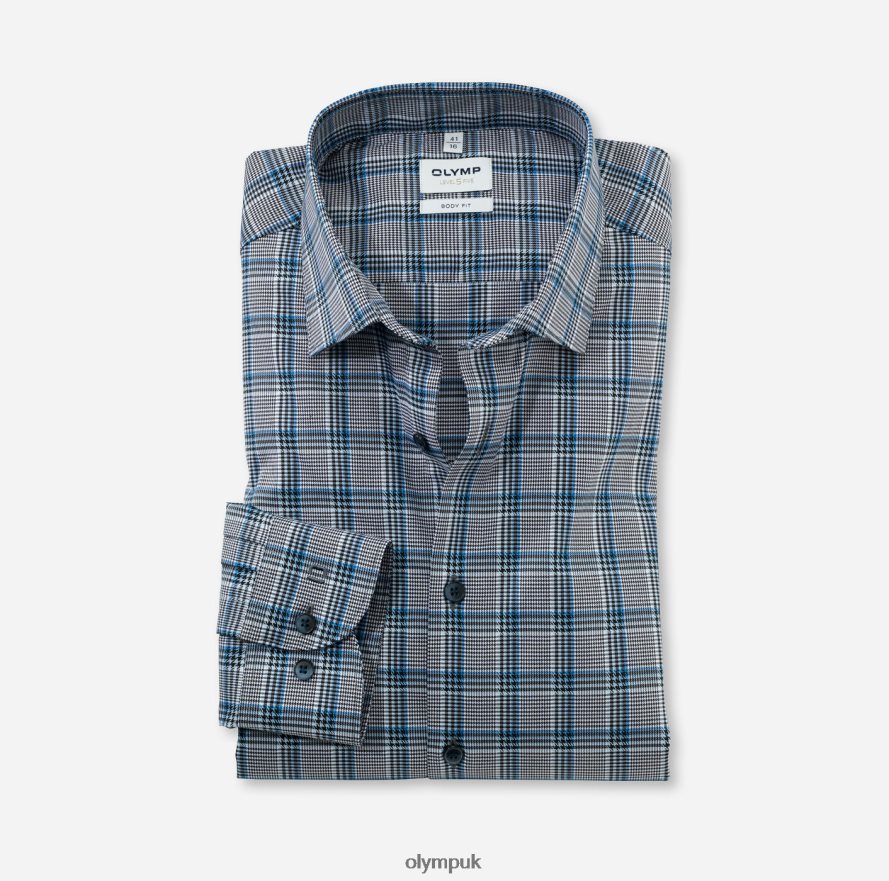 Clothing OLYMP Level Five Body Fit, Business Shirt, New York Kent, Bleu NZ22L411