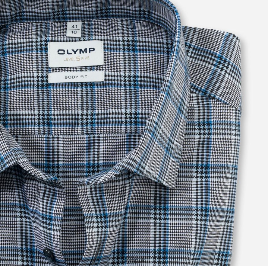 Clothing OLYMP Level Five Body Fit, Business Shirt, New York Kent, Bleu NZ22L411