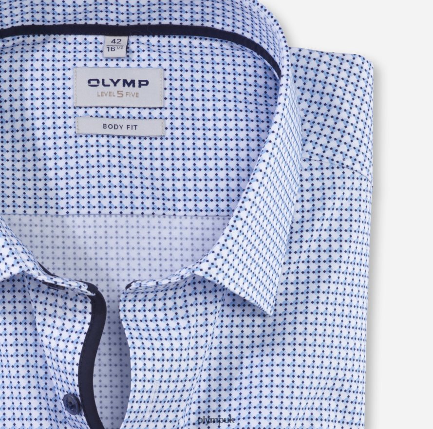 Clothing OLYMP Level Five Body Fit, Business Shirt, New York Kent, Bleu NZ22L428