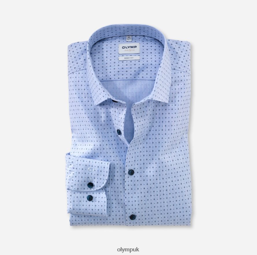 Clothing OLYMP Level Five Body Fit, Business Shirt, New York Kent, Bleu NZ22L730
