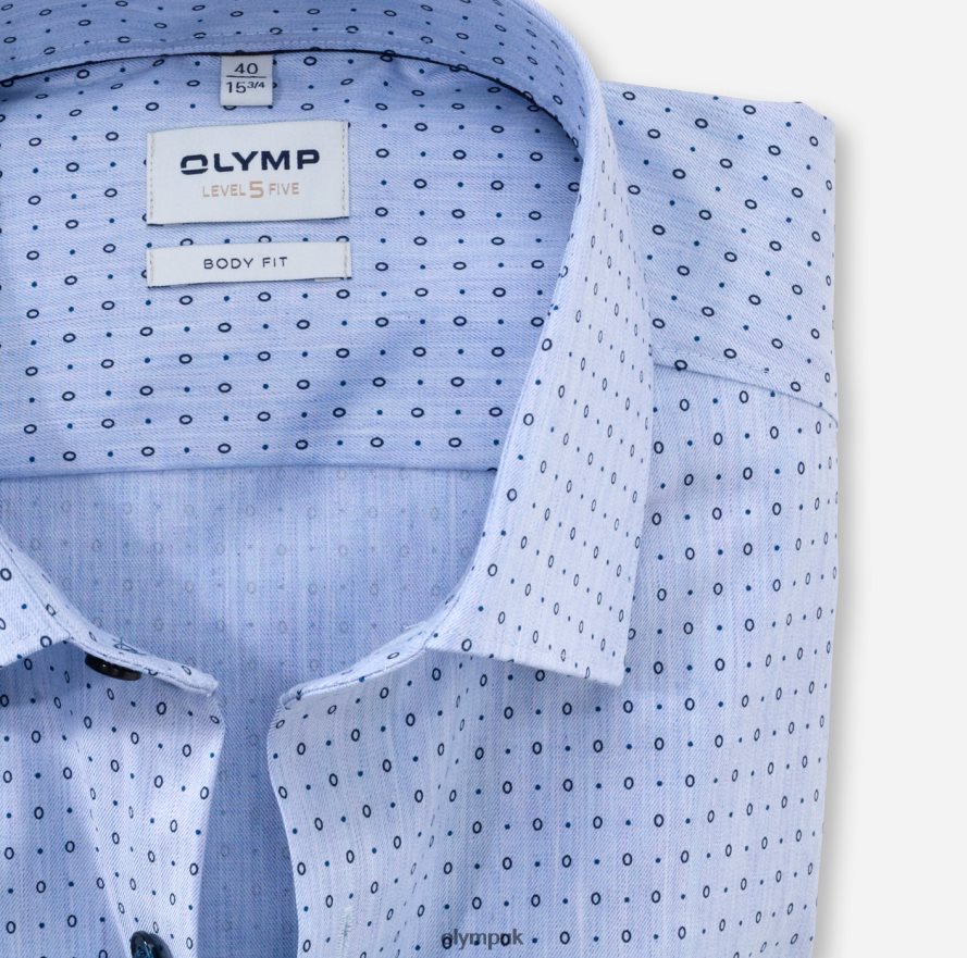 Clothing OLYMP Level Five Body Fit, Business Shirt, New York Kent, Bleu NZ22L730