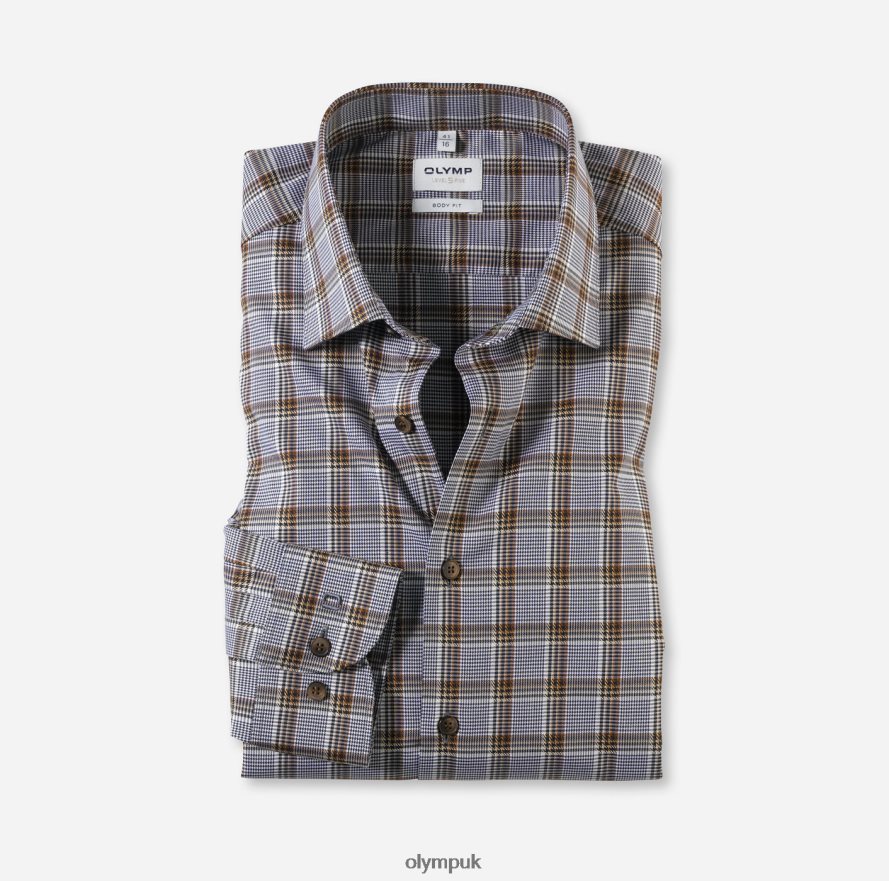 Clothing OLYMP Level Five Body Fit, Business Shirt, New York Kent, Brown NZ22L427