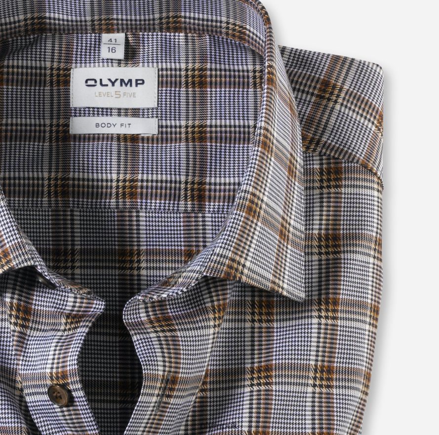 Clothing OLYMP Level Five Body Fit, Business Shirt, New York Kent, Brown NZ22L427