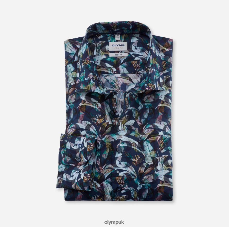 Clothing OLYMP Level Five Body Fit, Business Shirt, New York Kent, Marine NZ22L374