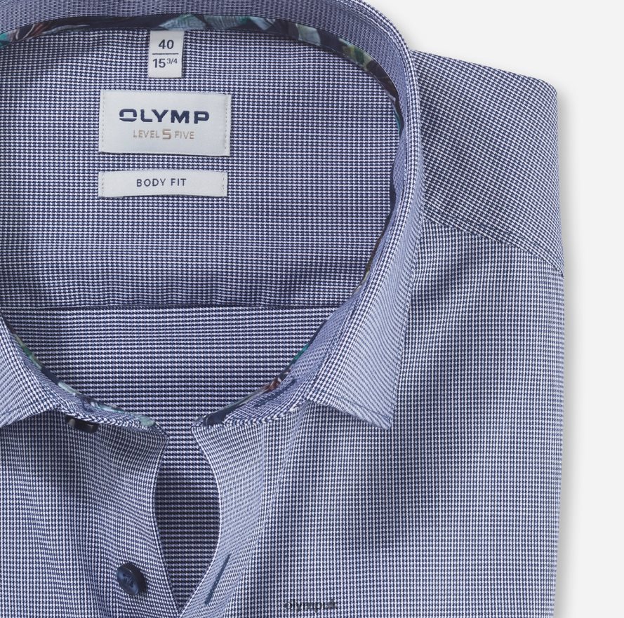 Clothing OLYMP Level Five Body Fit, Business Shirt, New York Kent, Marine NZ22L777