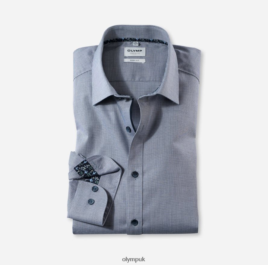 Clothing OLYMP Level Five Body Fit, Business Shirt, New York Kent, Marine NZ22L810